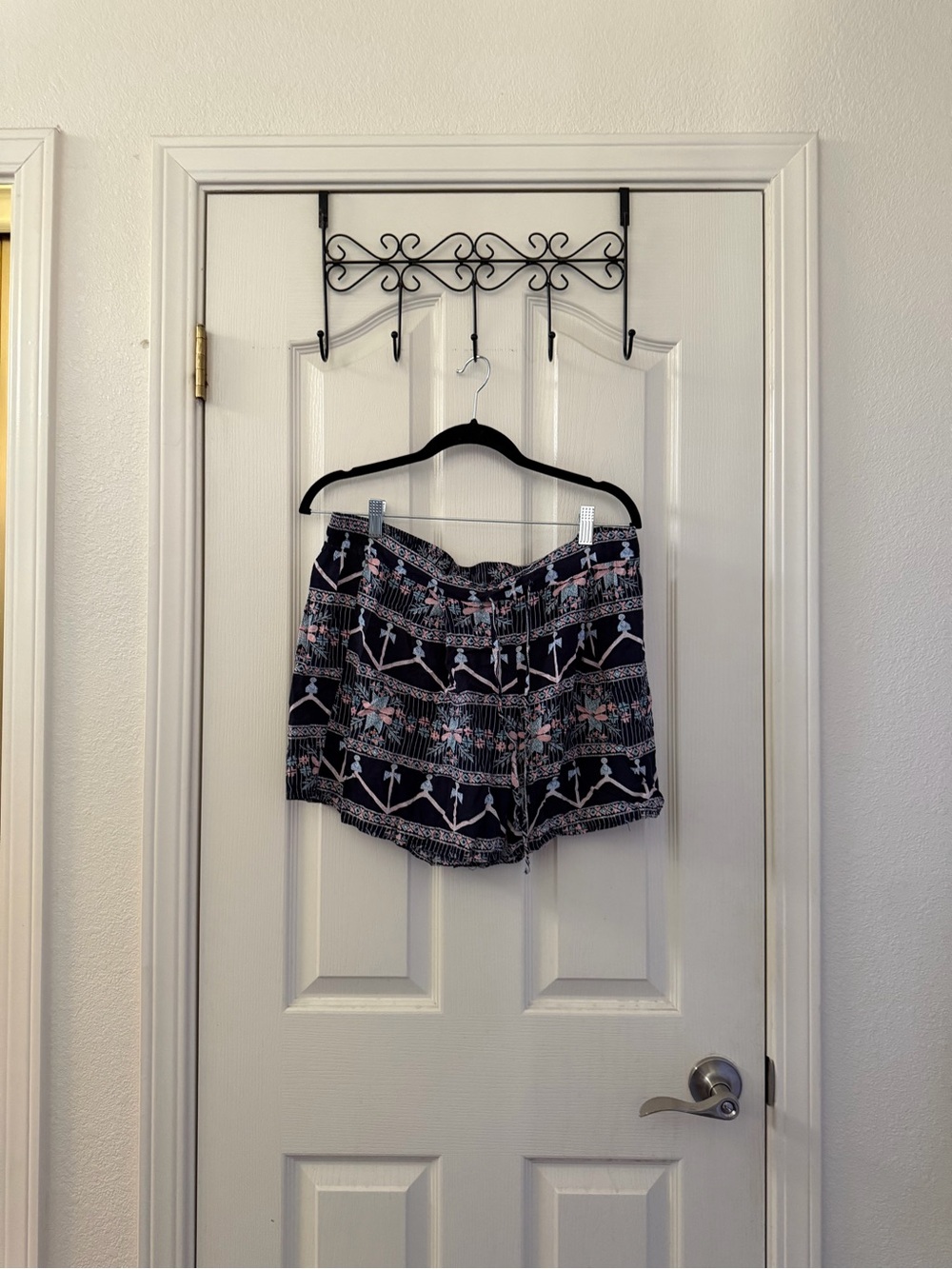 ME Makeover Essentials Black Shorts with Pink Floral Geometric Print